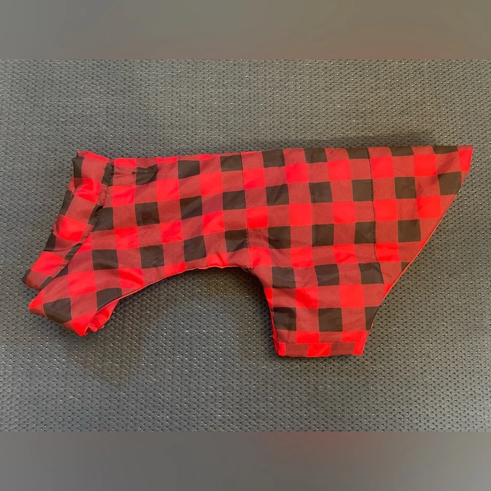 Plaid Dog Coat & NWT Rope Toy | Red Black Buffalo Check | Lightweight Jacket